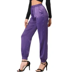Allegra K Women's Drawstring Elastic Waist Athleisure Pants Ankle Length Satin Joggers With Pocket -Women Clothing Sale GUEST 000d3ea4 8f8a 4783 873a 599189b3e777