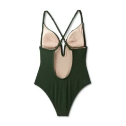 Women's Ribbed Plunge Front V-Wire One Piece Swimsuit - Shade & Shore™ Dark Green -Women Clothing Sale GUEST 003b075d ea78 4a49 b3f5 f02d271cc874