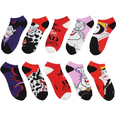 Disney Villains Socks Womens' 5 Pack Ankle No Show Socks Multicoloured 1 Disney Villains Socks Womens' 5 Pack Ankle No Show Socks Multicoloured