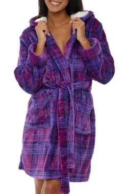 Women's Classic Plush Hooded Robe, Short Fleece Plaid Bathrobe With Hood 22 Women's Classic Plush Hooded Robe, Short Fleece Plaid Bathrobe With Hood -Women Clothing Sale GUEST 036a0230 1093 4bd4 8392 8138f1099360