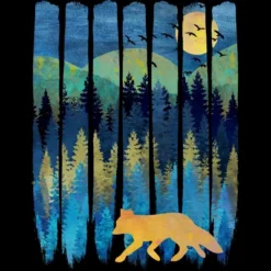 Junior's Design By Humans Fox Forest Night By Maryedenoa T-Shirt