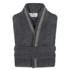 All-Season Unisex Cotton Terry Lounge Bathrobe With Embroidery By Blue Nile Mills