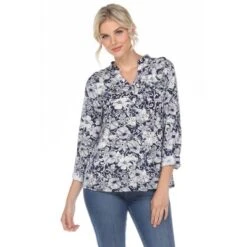 Women's Pleated Casual Floral Blouse - White Mark -Women Clothing Sale GUEST 05e6d595 39d5 46a1 b438 e7dc4d4eaed5