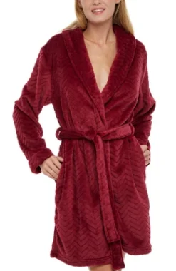 Women's Warm Soft Plush Fleece Bathrobe, Knee Length Robe, Chevrons -Women Clothing Sale GUEST 06f6d47d f6be 46b3 8e16 c5786f2574e6