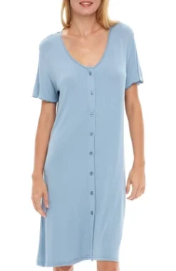 Women's Soft Knit Night Shirt, Short Sleeve Button Down Nightgown V-Neck Pajama Top -Women Clothing Sale GUEST 09c0b1a2 936e 4175 85e7 882aa9999981