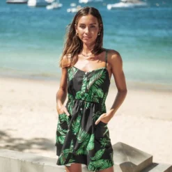 Women's Tropical Leaf Print Button Dress - Cupshe -Women Clothing Sale GUEST 0a93b526 ed1a 4794 a859 8bcd99c43803