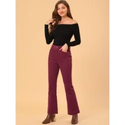 Allegra K Women's Vintage Corduroy Elastic High Waist Stretchy Bell Bottom Trousers -Women Clothing Sale GUEST 0b4005ef a617 4498 8b36 fe288020f38a