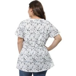 Agnes Orinda Women's Plus Size Peplum V Neck Smocked Waist Floral Chiffon Blouse -Women Clothing Sale GUEST 0d317c6f fa19 452f 80bc a3cd9f9eecad
