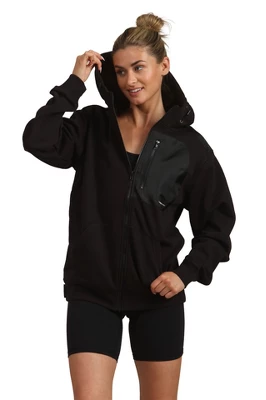 Members Only Women's Full Zip Oversized Hooded Sweatshirt 1 Members Only Women's Full Zip Oversized Hooded Sweatshirt