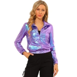 Allegra K Women's Track Holographic Shiny Long Sleeve Metallic Zip Front Jacket 19 Allegra K Women's Track Holographic Shiny Long Sleeve Metallic Zip Front Jacket -Women Clothing Sale GUEST 0de92fcf f8f1 4405 ab74 063b66055d1c