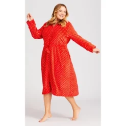 Women's Plus Size Zip Spot Robe - Red | AVENUE -Women Clothing Sale GUEST 0e9754bd 5ae0 46ee 857c 24ba0c116cbf