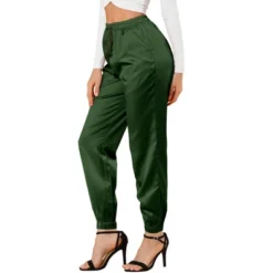 Allegra K Women's Drawstring Elastic Waist Athleisure Pants Ankle Length Satin Joggers With Pocket -Women Clothing Sale GUEST 0ff3a824 e476 4db7 a666 87140dcb847f