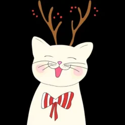 Junior's Design By Humans Christmas Cat By Rasheb T-Shirt