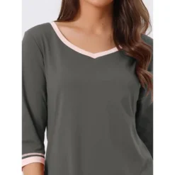 Cheibear Women's 3/4 Sleeve V Neck Full Length Sleep Nightdress With Pockets -Women Clothing Sale GUEST 1132b71c 3b78 4f2b b733 8770c4e5027c