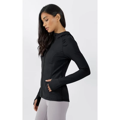 Yogalicious - Women's Slim Fit Hooded Track Jacket 2 Yogalicious - Women's Slim Fit Hooded Track Jacket - Image 2