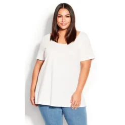 Women's Plus Size Swing Trim Top - White | AVENUE -Women Clothing Sale GUEST 14a80c3f dfaa 43f4 911f ffa6b61bbe85