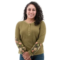 Aventura Clothing Women's Juliana Long Sleeve Round Neck Henley Shirt -Women Clothing Sale GUEST 15c784a7 4c80 4f4b b0f0 dd4de90e55d7