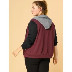 Agnes Orinda Women's Plus Size Casual Hood Color Block Zip Up Hoodie Jacket With Pocket -Women Clothing Sale GUEST 16951127 fb8e 488f 85bf af762d538809