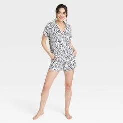 Women's Beautifully Soft Short Sleeve Notch Collar Top And Shorts Pajama Set - Stars Above™ -Women Clothing Sale GUEST 169d57a3 fc59 46d8 b20e cc49e1615a6b