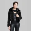 Women's Iridescent Cropped Puffer Vest - Wild Fable™ Black