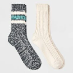 Women's 2pk Lightweight Super Soft Striped Cable Knit Crew Boot Socks - All In Motion™ 4-10 -Women Clothing Sale GUEST 1775ed02 ae82 47ce b951 42784d796207