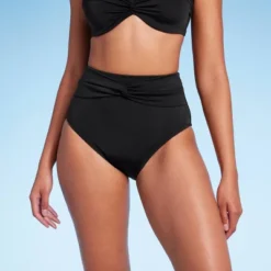 Women's High Waist Twist-Front Bikini Bottom - Shade & Shore™ Black -Women Clothing Sale GUEST 17ba13d3 3be1 4871 854f a59409d0040c