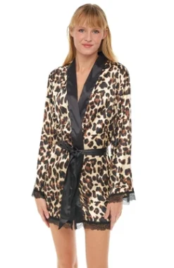 Womens Leopard Print Robe, Short Satin Silk Lace Trim -Women Clothing Sale GUEST 1a3776d9 6339 48af 8d28 3c5595f8b4e2