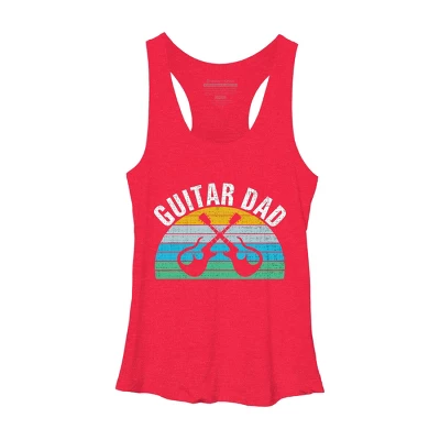 Women's Design By Humans Retro Dueling Electric Guitar Dad By DragonTee Racerback Tank Top 4 Women's Design By Humans Retro Dueling Electric Guitar Dad By DragonTee Racerback Tank Top - Image 4