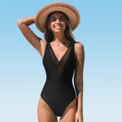 Women's Mesh Crisscross V Back One Piece Swimsuit - Cupshe -Women Clothing Sale GUEST 1df738b8 1c4f 4a91 9711 eaee34a2d99b