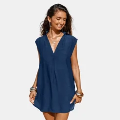 Women's V-Neck Basic Collar Cover-Up Dress - Cupshe 9 Women's V-Neck Basic Collar Cover-Up Dress - Cupshe -Women Clothing Sale GUEST 1f1e805a bddb 49fd 8dff ecf98e096e9f