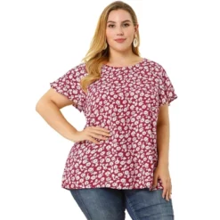 Agnes Orinda Women's Plus Size Floral Short Sleeve Casual Pleasant Top -Women Clothing Sale GUEST 201d94ce 19db 48d0 b242 248128318ed9