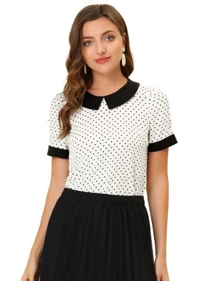 Allegra K Women's Peter Pan Collar Vintage Polka Dots Blouses 10 Allegra K Women's Peter Pan Collar Vintage Polka Dots Blouses - Image 10