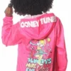 Members Only Women's Pink Looney Tunes Popover Windbreaker Jacket