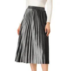 Allegra K Women's Accordion Swing Metallic Party Midi Pleated Skirt -Women Clothing Sale GUEST 227e55b6 204d 4e1e 9a89 68f5aff636d5