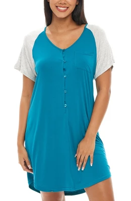 Womens Soft Knit Short Sleeve Nightgown, Button Down Night Shirt Pajamas 14 Womens Soft Knit Short Sleeve Nightgown, Button Down Night Shirt Pajamas - Image 14