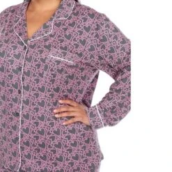 Plus Size Long Sleeve Heart Print Pajama Set - White Mark -Women Clothing Sale GUEST 22edcd15 7786 4336 a89b 55213f312eb4