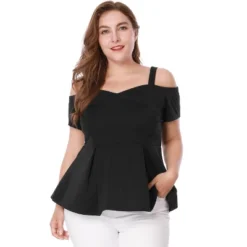 Agnes Orinda Women's Plus Size High Waist Sweetheart Cold Shoulder Peplum Blouse -Women Clothing Sale GUEST 24327ce9 50c4 438c b1b3 84b2f1e4d0b2