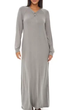 Women's Soft Knit Nightgown, Full Length Long Henley Night Shirt Pajama Top With Pockets -Women Clothing Sale GUEST 24a0946d 7562 4ae9 a392 656a82dccf02