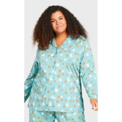 Women's Plus Size Button Through Sleep Top - Teal | AVENUE -Women Clothing Sale GUEST 258935d9 b0e4 4197 aa84 6880ca2633f4