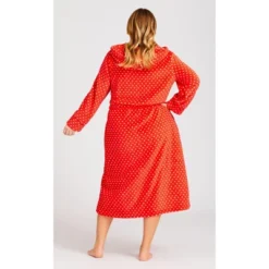 Women's Plus Size Zip Spot Robe - Red | AVENUE