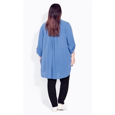 Women's Plus Size Island Breeze Tunic - Delft Blue | EVANS 1 Women's Plus Size Island Breeze Tunic - Delft Blue | EVANS
