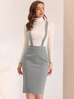 Allegra K Women's Pencil High Waist Adjustable Strap Split Back Bodycon Suspender Skirts -Women Clothing Sale GUEST 26d4a835 da90 4dd3 8ec7 bb0831c3080b