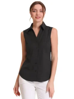 Allegra K Women's Sleeveless Point Collar Casual Button Down Shirt -Women Clothing Sale GUEST 2755e739 5907 4ff2 a71f 5f599019d164