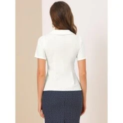 Allegra K Women's Office Short Sleeve Peter Pan Collar Button Down Shirt -Women Clothing Sale GUEST 29888d5c e8a3 4dd4 98a9 20cacd9f9b82