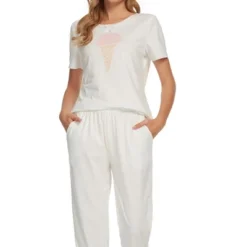 Cheibear Womens Floral Pattern Pajama Set Short Sleeve Shirt And Long Pants Cute Print Sleepwear -Women Clothing Sale GUEST 2a1f1c9f eef2 43b9 9126 7d5673a021b1