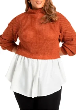 ELOQUII Women’s Plus Size Twofer Skirted Sweater