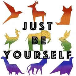 Design By Humans Just Be Yourself Rainbow Origami Animals By Tank Top