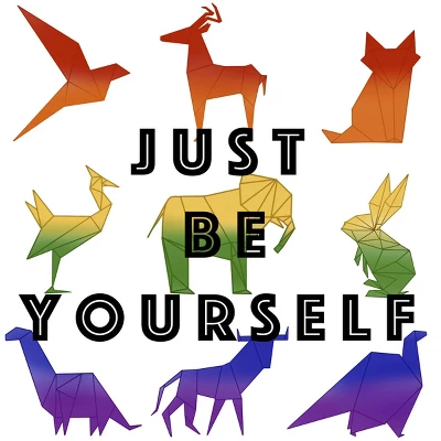 Design By Humans Just Be Yourself Rainbow Origami Animals By Tank Top 1 Design By Humans Just Be Yourself Rainbow Origami Animals By Tank Top
