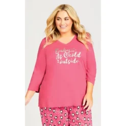 Women's Plus Size Cold Outside Sleep Top - Pink | AVENUE -Women Clothing Sale GUEST 2de27858 d081 4908 a59d db9ff203326d