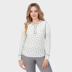 Warm Essentials By Cuddl Duds Women's Waffle Long Sleeve Henley Pajama Top -Women Clothing Sale GUEST 2e690863 86cb 4de3 ba0e 935de2b86bde